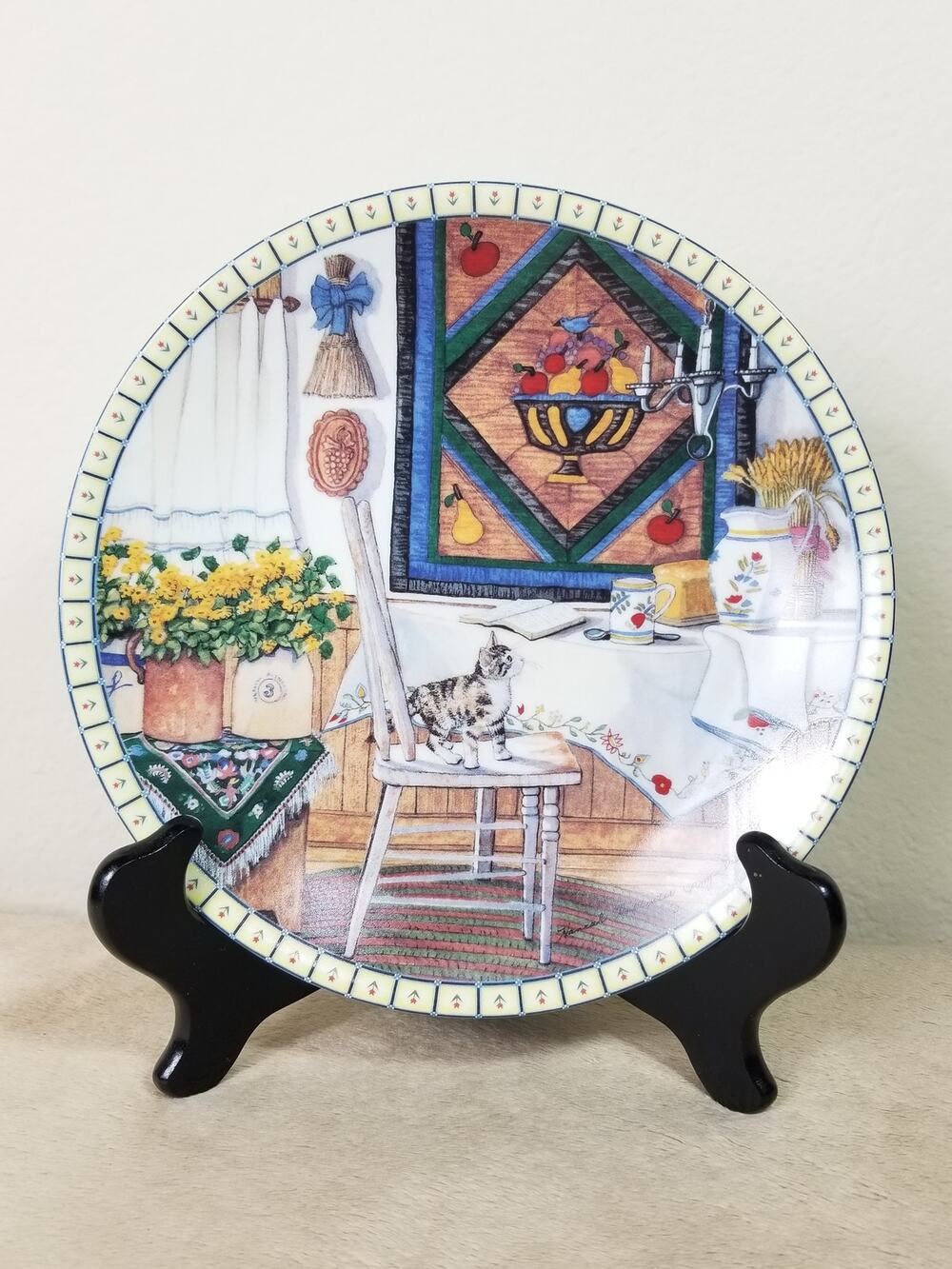 Plate Wall Decor Cat Kitten Lover 8 1/4" Table Trouble Hannah Hollister 1991 Vtg